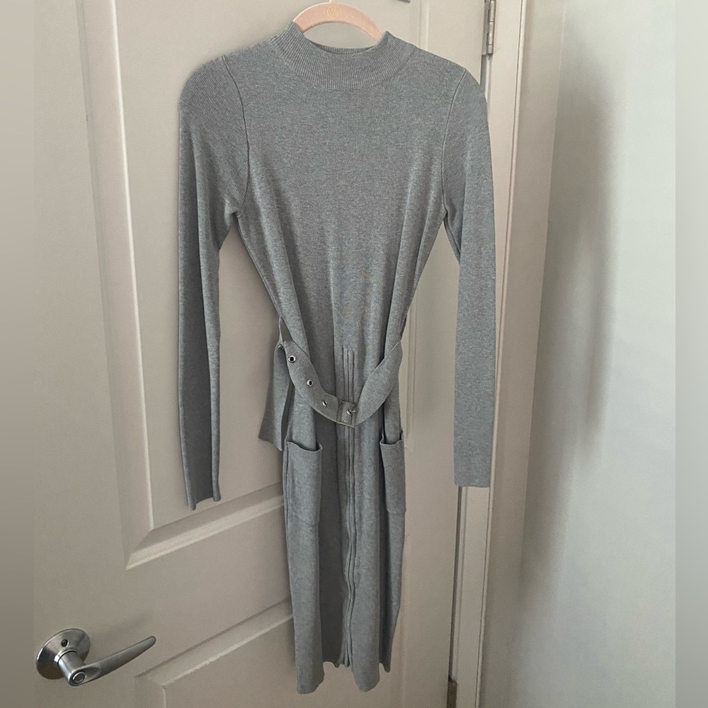 Fashion Nova Bodycon Gray Dress with Belt